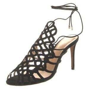 Alexandre Birman Caged Black Suede Leather Stilettoes Strappy Tie Heels 40 10